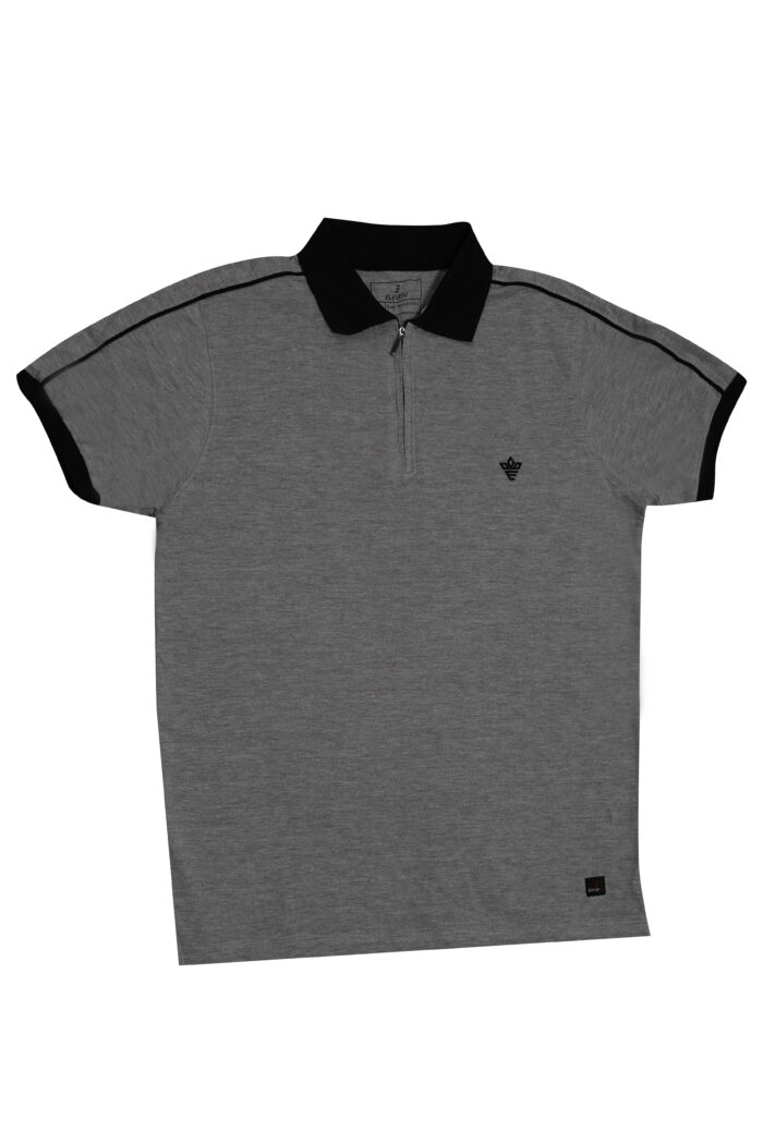 Grey Polo with Black piping - Image 1
