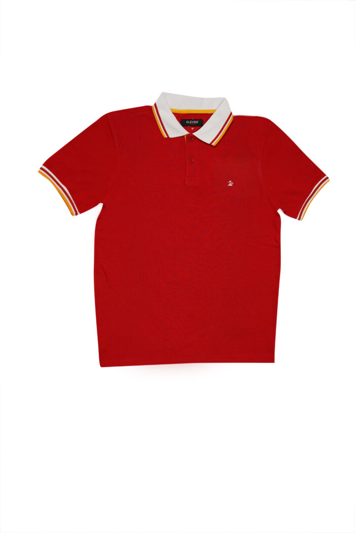 Red Polo with White Collar - Image 1